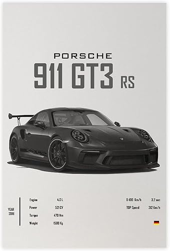 Morden Super Car 911 GT3 RS Póster para hombres, cueva de niños, lienzo de carreras, arte de pared perfecto para decoración del hogar, oficina,