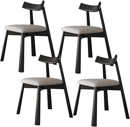 Miniatura 30 de JKGHK Dining Chairs Set, Room Chair for Kitchen with Thick Cushions, Leather Armless Living Room Chair with Curved Backrest and Wooden Legs, for