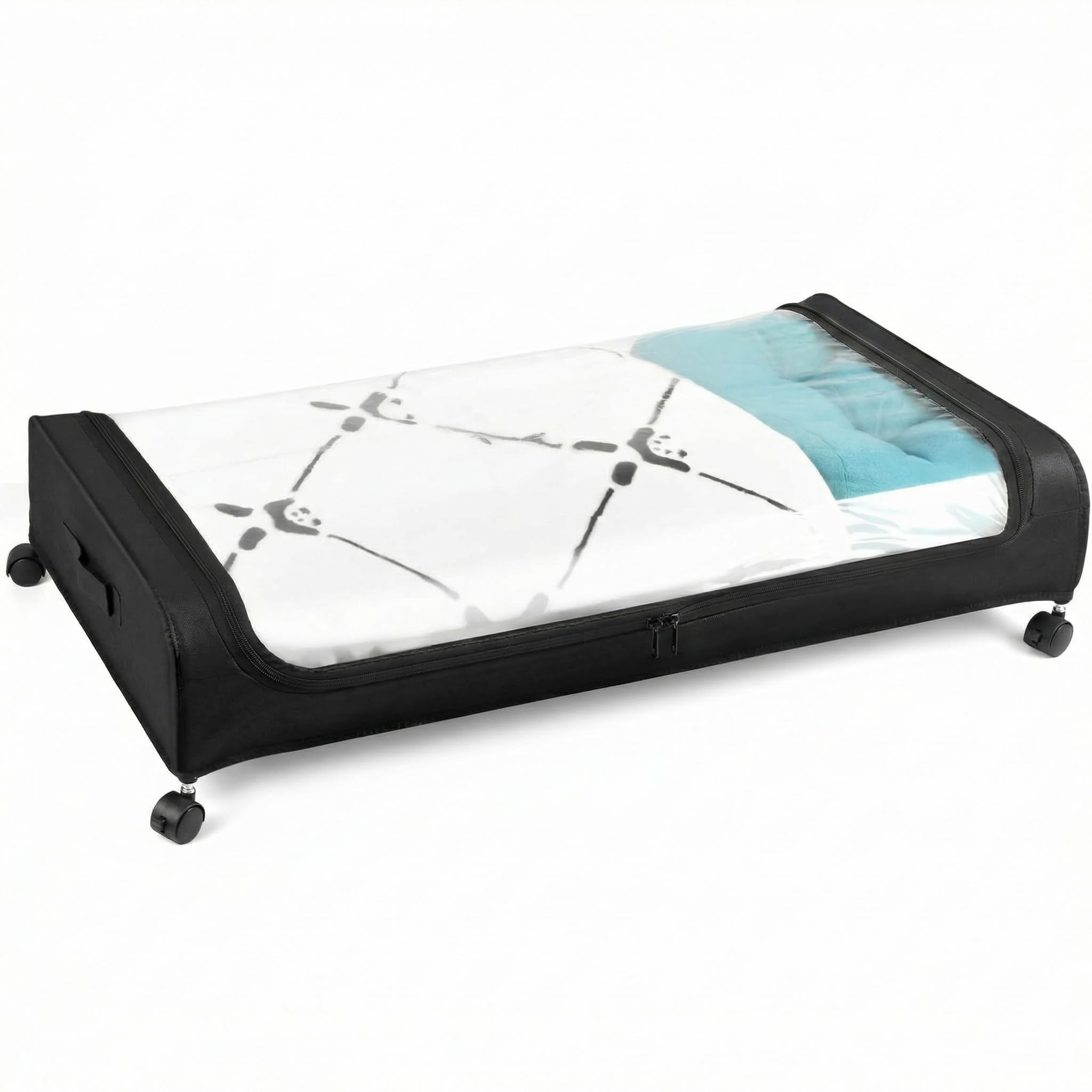 Rangement sous lit QWORK boîte plastique transparente avec roulettes