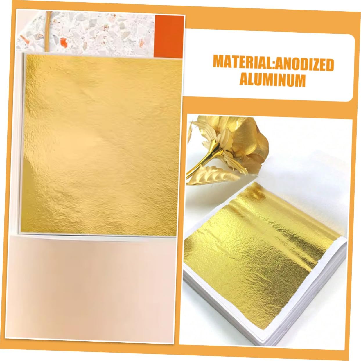Hohopeti 1bag Imitation Gold Foil Sheets Ultra Fine Gold Leaf Sheets for Art Glitter Crafts Painting Furniture Decoration