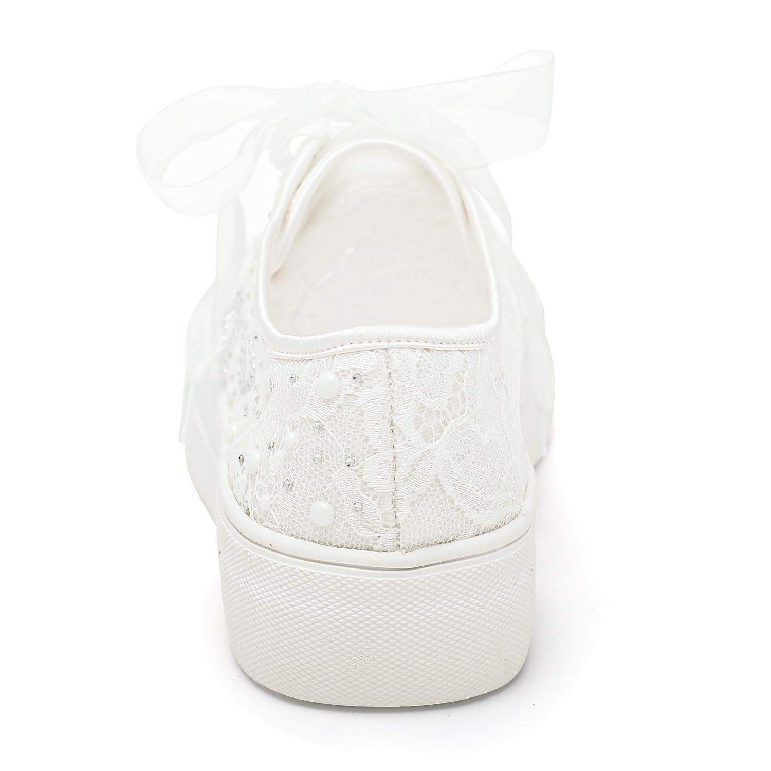 Elivandon 9996 Scarpe da Sposa Pizzo Sneakers da Sposa 3,7cm Piattaforma Sposa Scarpe da Tennis Sparkling Strass Sneakers da Sposa