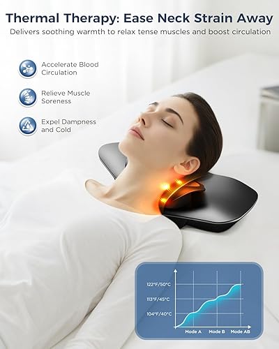 Miniatura 4 de Dispositivo de tracción cervical multifuncional, masajeador de cuello con estiramiento dinámico, terapia de calor y electroterapia de 3 modos para