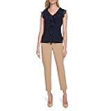 Women's Suits Sleeveless Ruffle Front Top, Midnight, XL