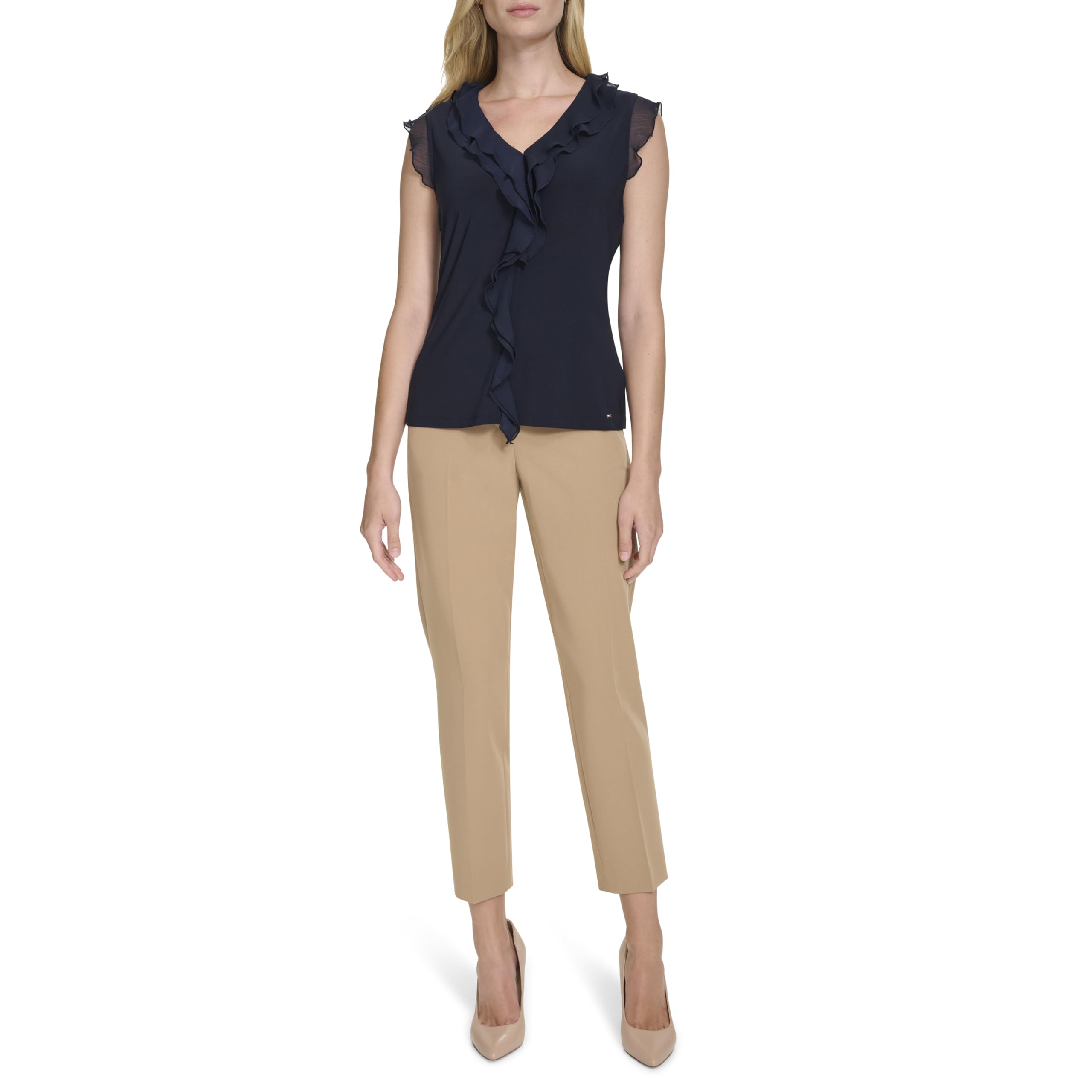 

                                                    Tommy Hilfiger Women's Suits Sleeveless Ruffle Fro