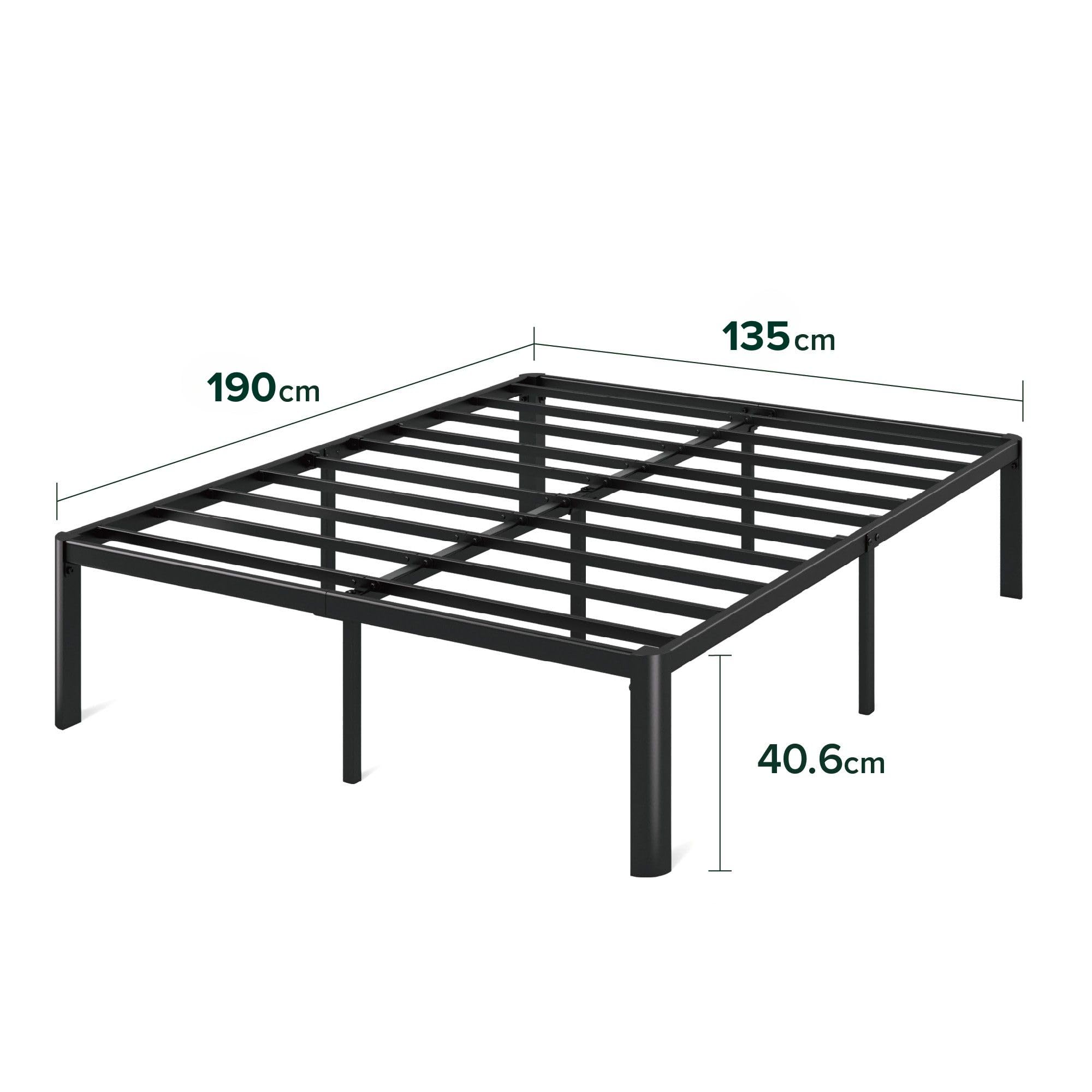 Zinus Van Somier 135x190 cm - Altura 41 cm - Base Cama Matrimonio en Acero - Láminas de Metal - Montaje Fácil- Espacio de Almacenamiento - Negro