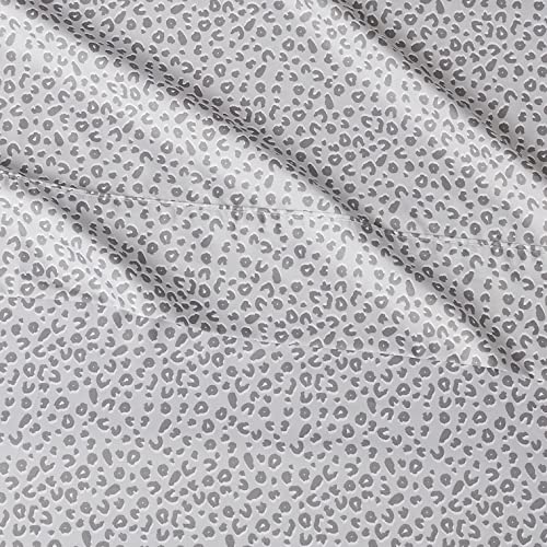 Amazon Basics Lightweight Breathable Microfiber 4 Piece Bed Sheet Set With 14-inch Deep Pockets, Wrinkle Resistant, Machine Washable - King, Grey Cheetah, Printed by Amazon Basics - Image 4