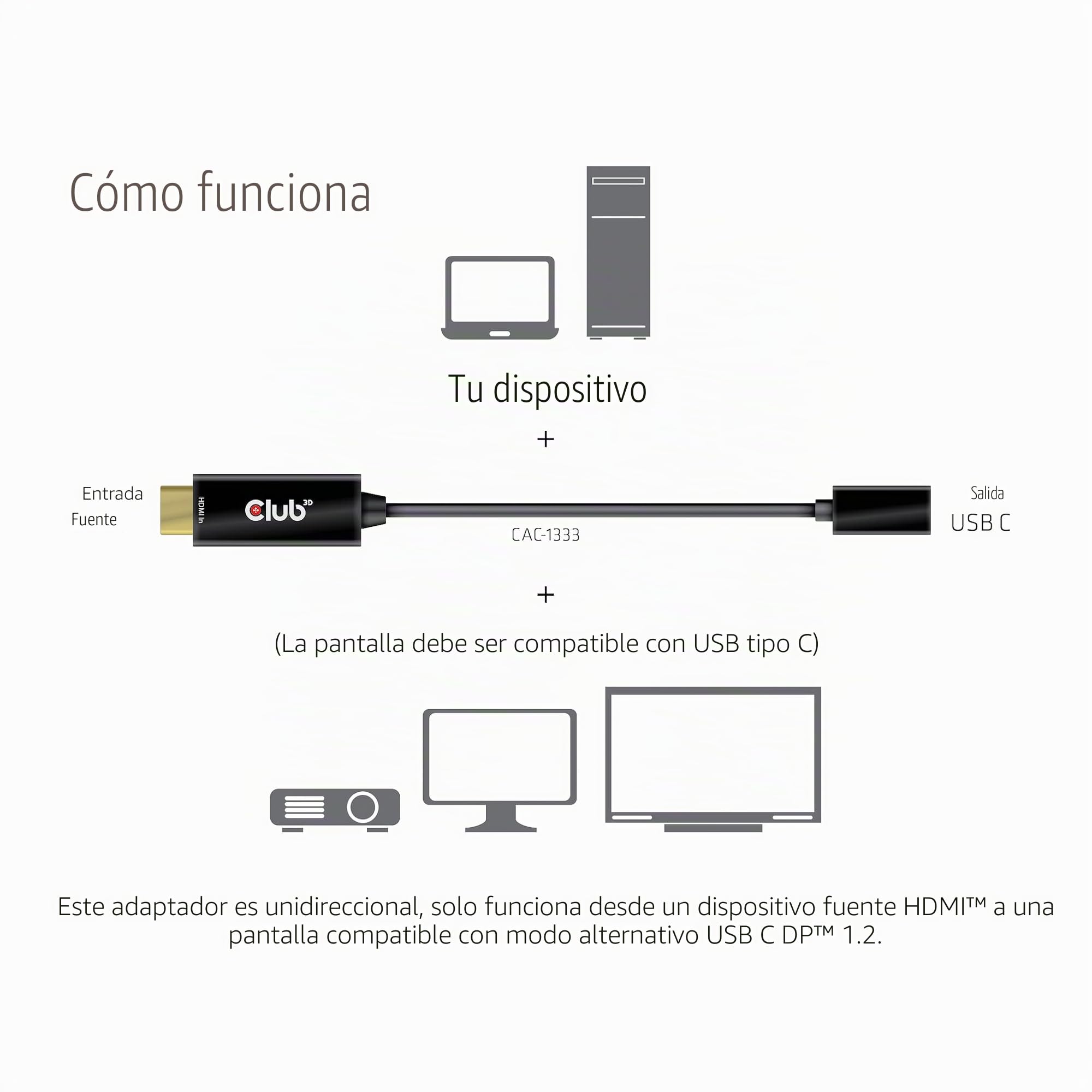 Adaptador activo CLUB3D HDMI a USB tipo C 4K60Hz St/B