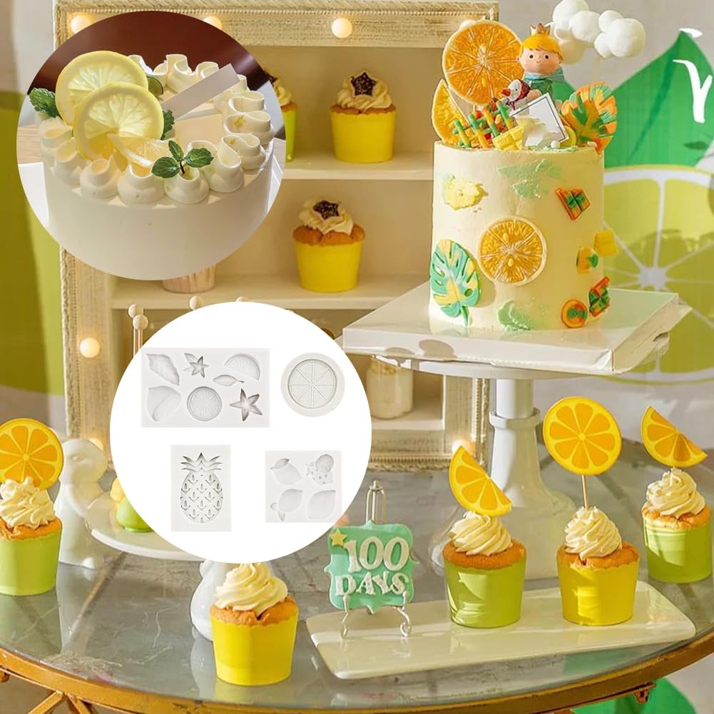 4pz Stampi in Silicone 3D Fragola, Mini Stampi per Frutta Decorare Torte Cupcake Cioccolato Fondente Caramelle Gelatina Argilla Polimerica e Pasta di Gomma