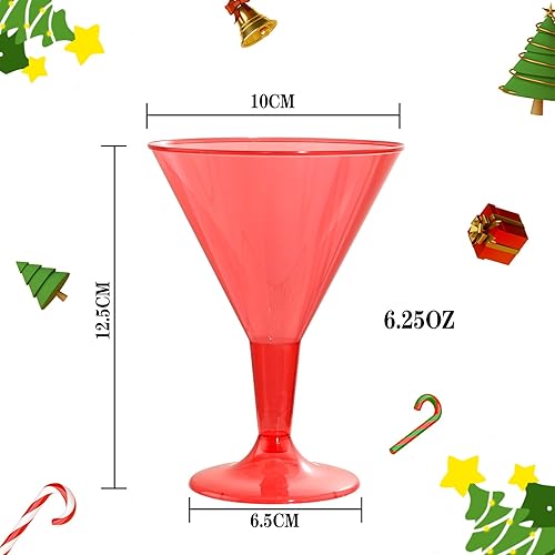 Miniatura 2 de Liacere Paquete de 24 vasos de Martini de plástico para Navidad, vasos de cóctel desechables de 6.25 onzas, vasos de margarita de plástico, vasos de