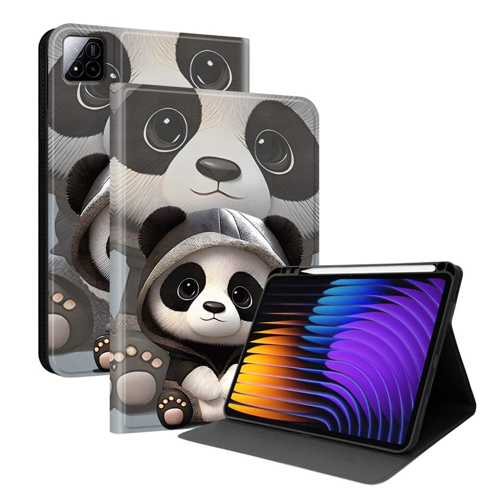 Kompatybilny z Xiaomi Redmi Pad 2 Pro 12.1 cala 2025 (wzór: Uroczy zestaw niedźwiedzi) Premium Skórzane etui z klapką ze wzorem