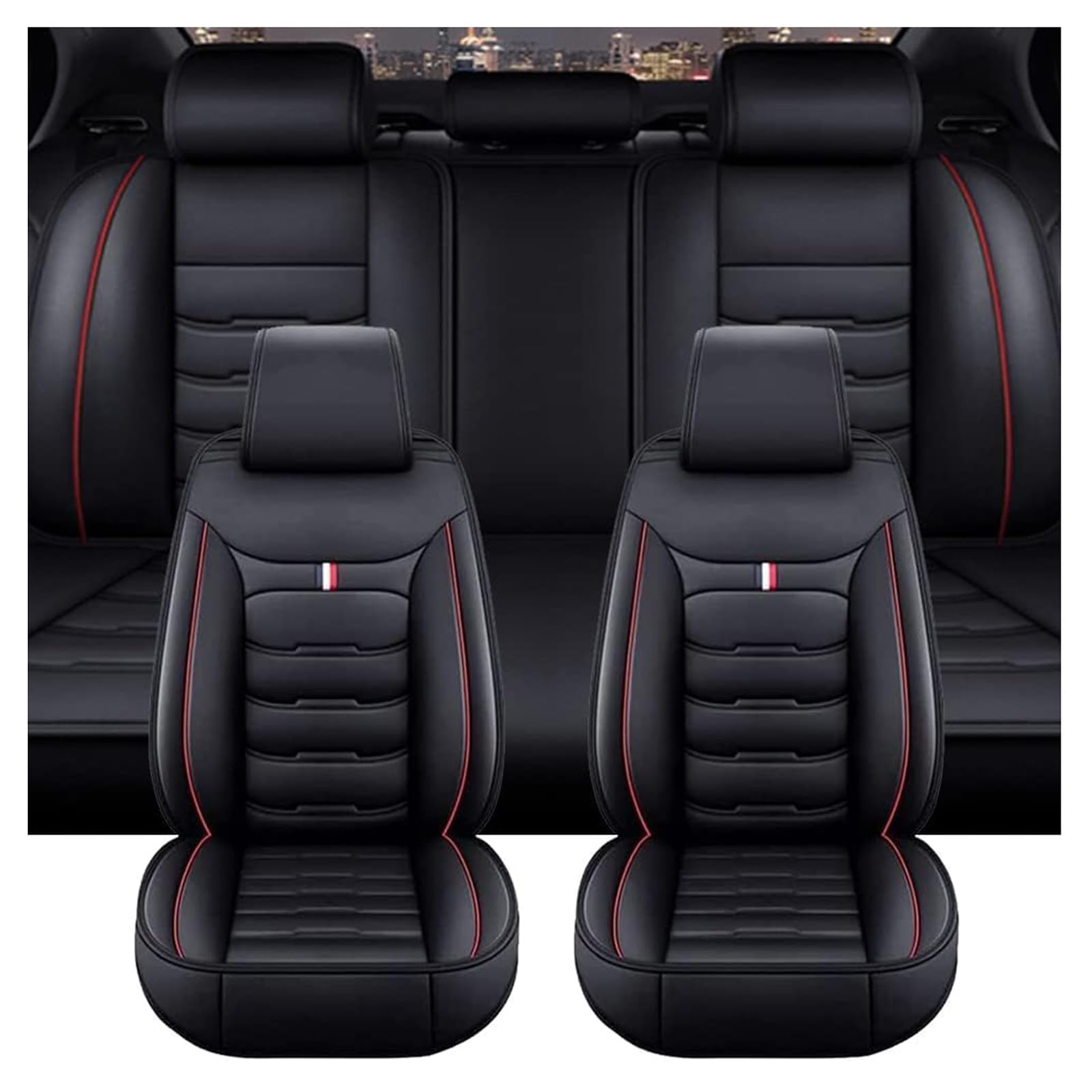 Fundas Asientos Coche, para VW Caddy 2000-2024 Protector Asiento Coche Cuero, Suave Transpirable Impermeable, Cobertura Total Duraderas,B