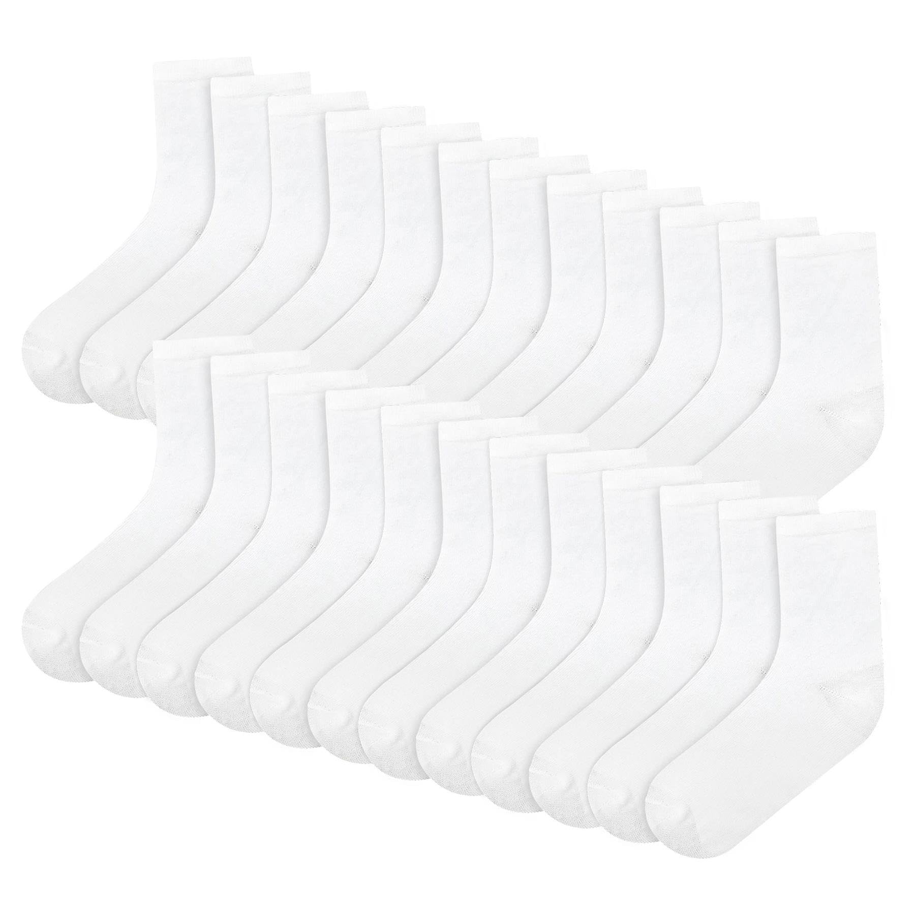 A2Z 4 Kids Boys Girls Pack Of 12 Kids Back to School Cotton Rich Plain - Socks 970s 970 12 Pack White 6-9