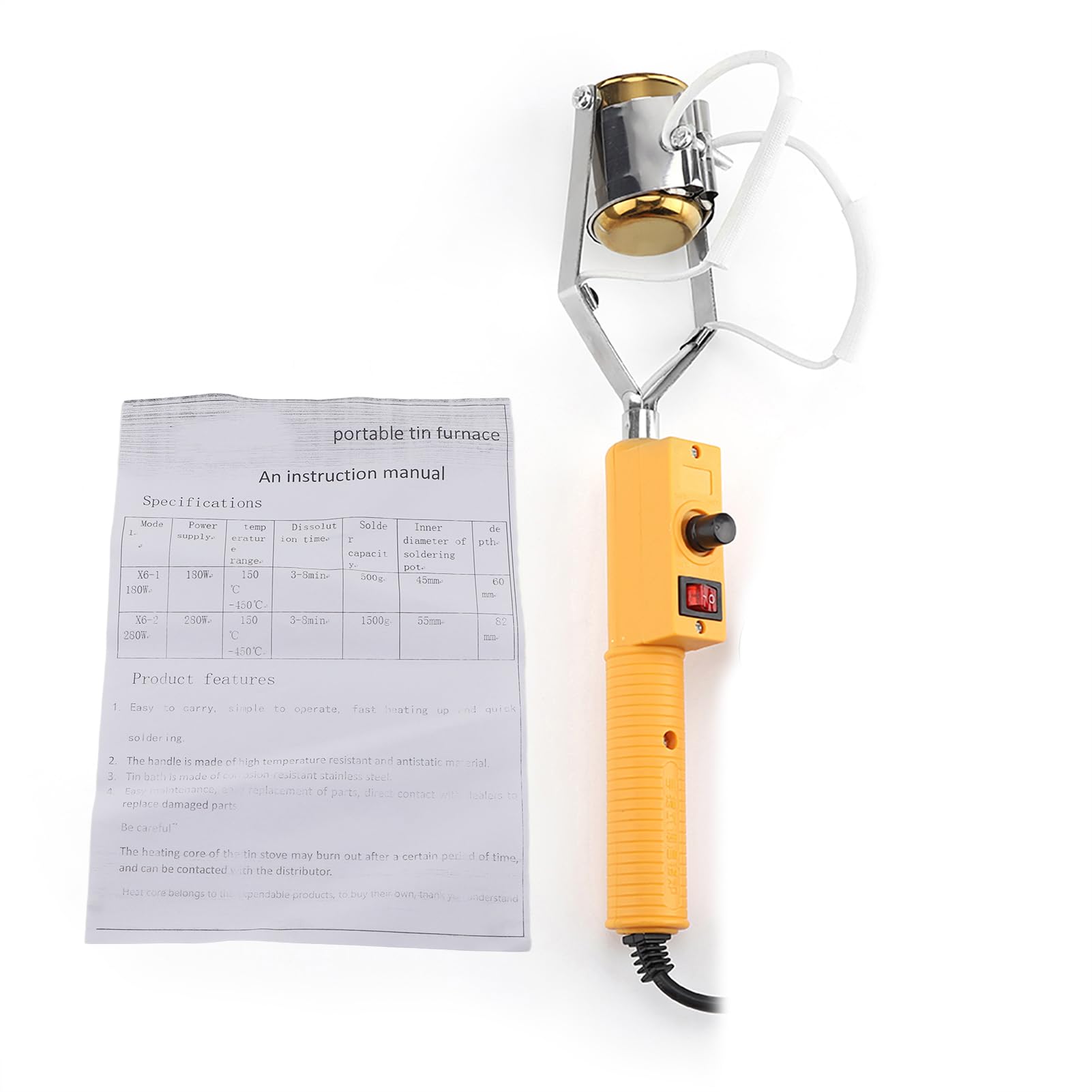 Ing – Pot à Souder électrique en Acier et Plastique, 180W, 220V, Portable, Four à étain avec Contrôle de la Température (280W Réglementation européenne 220V)