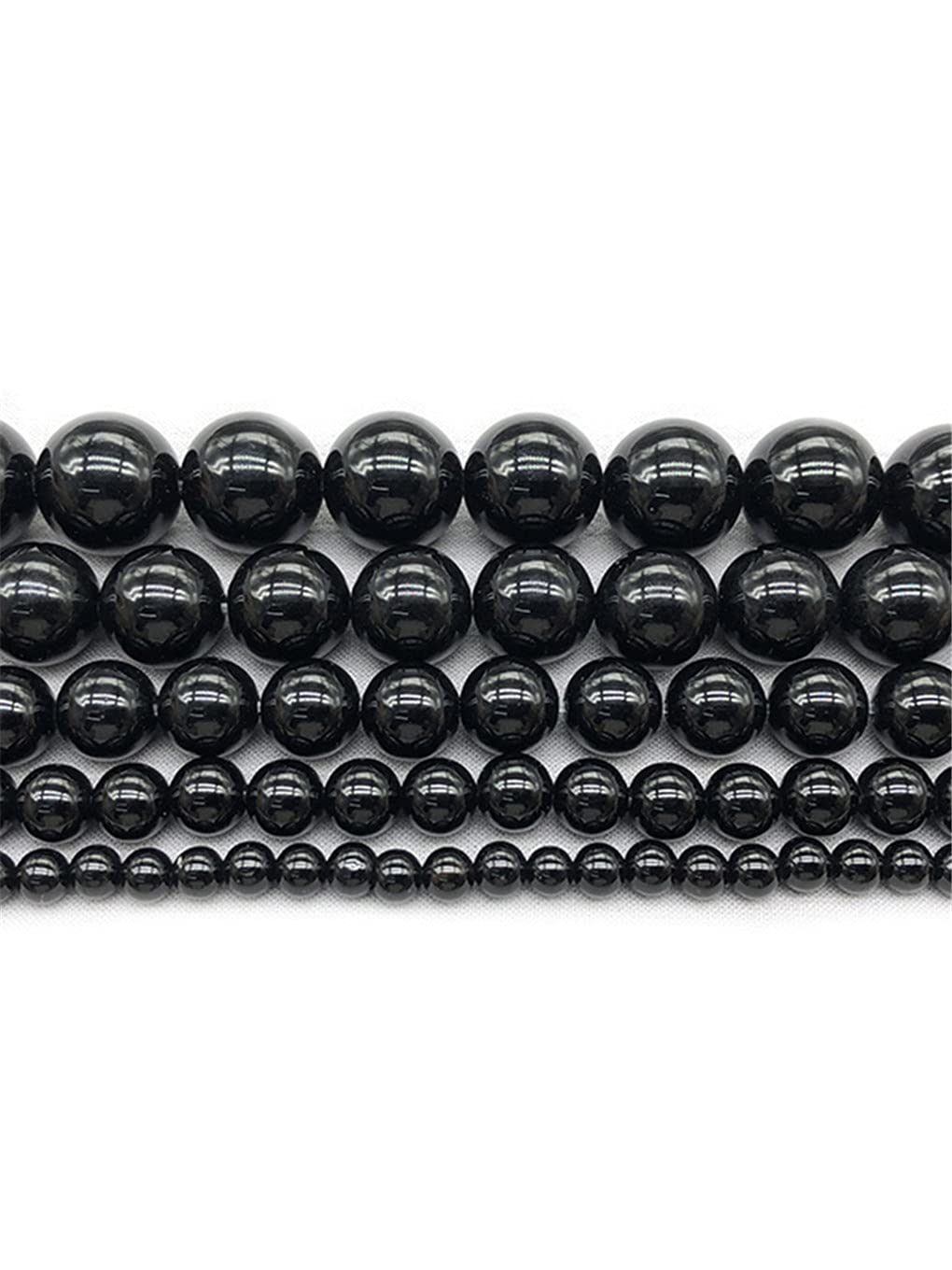 210 Perle Onice Nero Naturale 6mm Per Gioielli Fai Da Te - In Agata Con Filo Elastico - Ideali Per Bracciali E Collane
