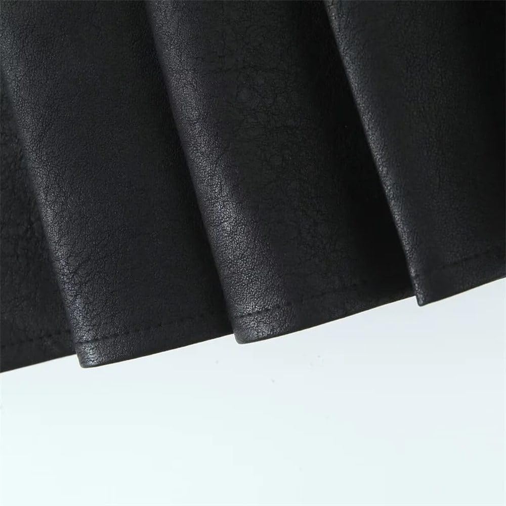 SWEPER Jupe Courte Femme - Jupe en Cuir Artificiel avec Fente Latérale À Lacets pour Femmes, Mini Jupe Plissée Douce, Fermeture Éclair Latérale