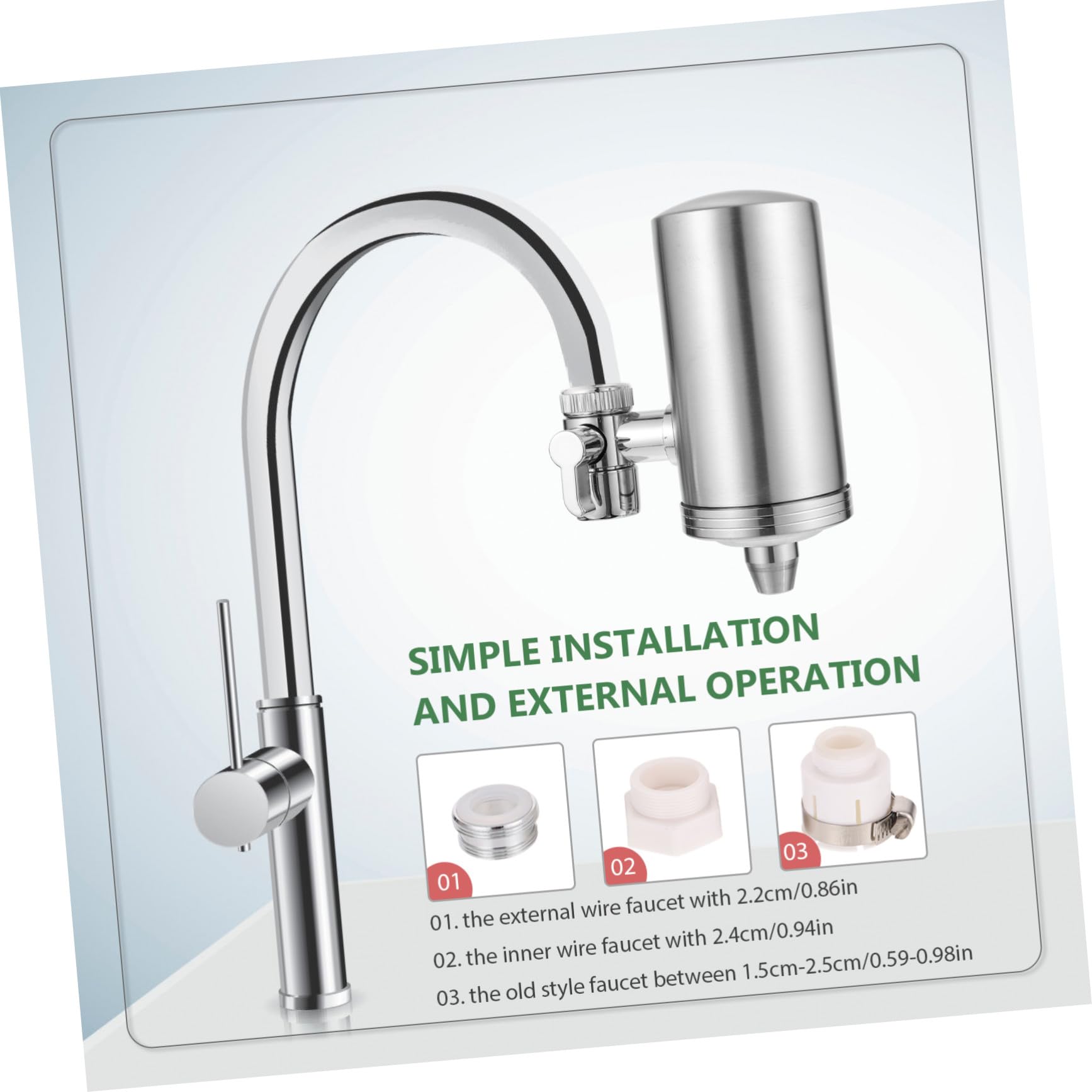 Operitacx Purificateur Eau Pour Évier Filtre Robinet Acier Inoxydable Purificateur Eau Pour Cuisine