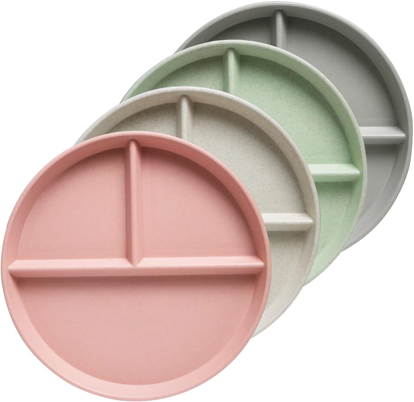 greenandlife 9 Inch (4PCS) Unbreakable Divided Plates for