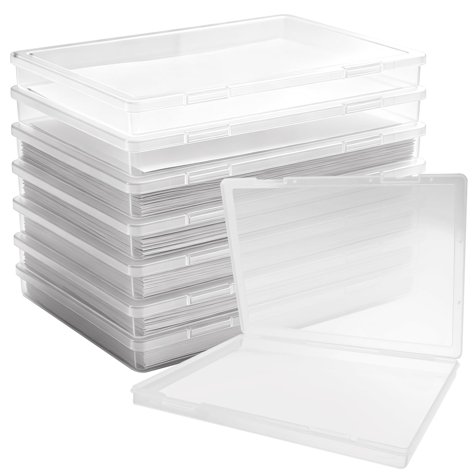 LQOZYYUL 8 Pack Plastic A4 Storage Boxes with Lids, 2.2cm Height