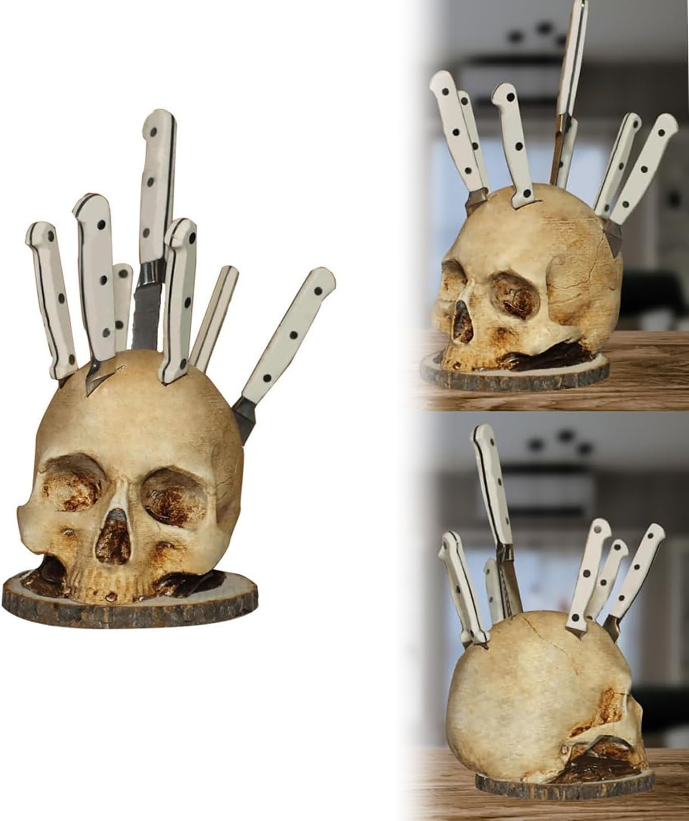 Amazon.com: Skull Knife Holder for Kitchen, Skeleton Knife Stand ...