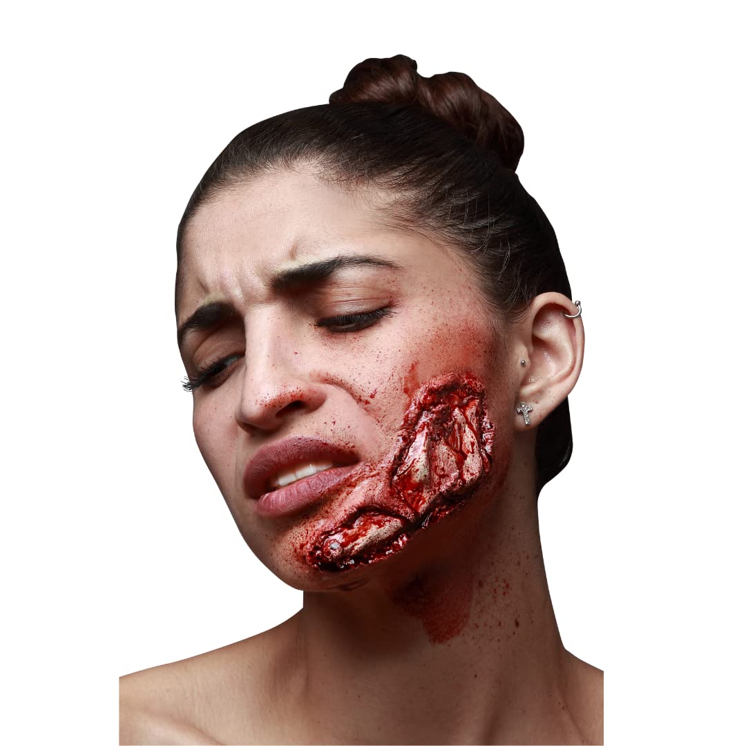Herida Falsa De Garganta Para Halloween, Látex Realista De 8.5x5.5 Cm, Maquillaje De Terror Para Adultos