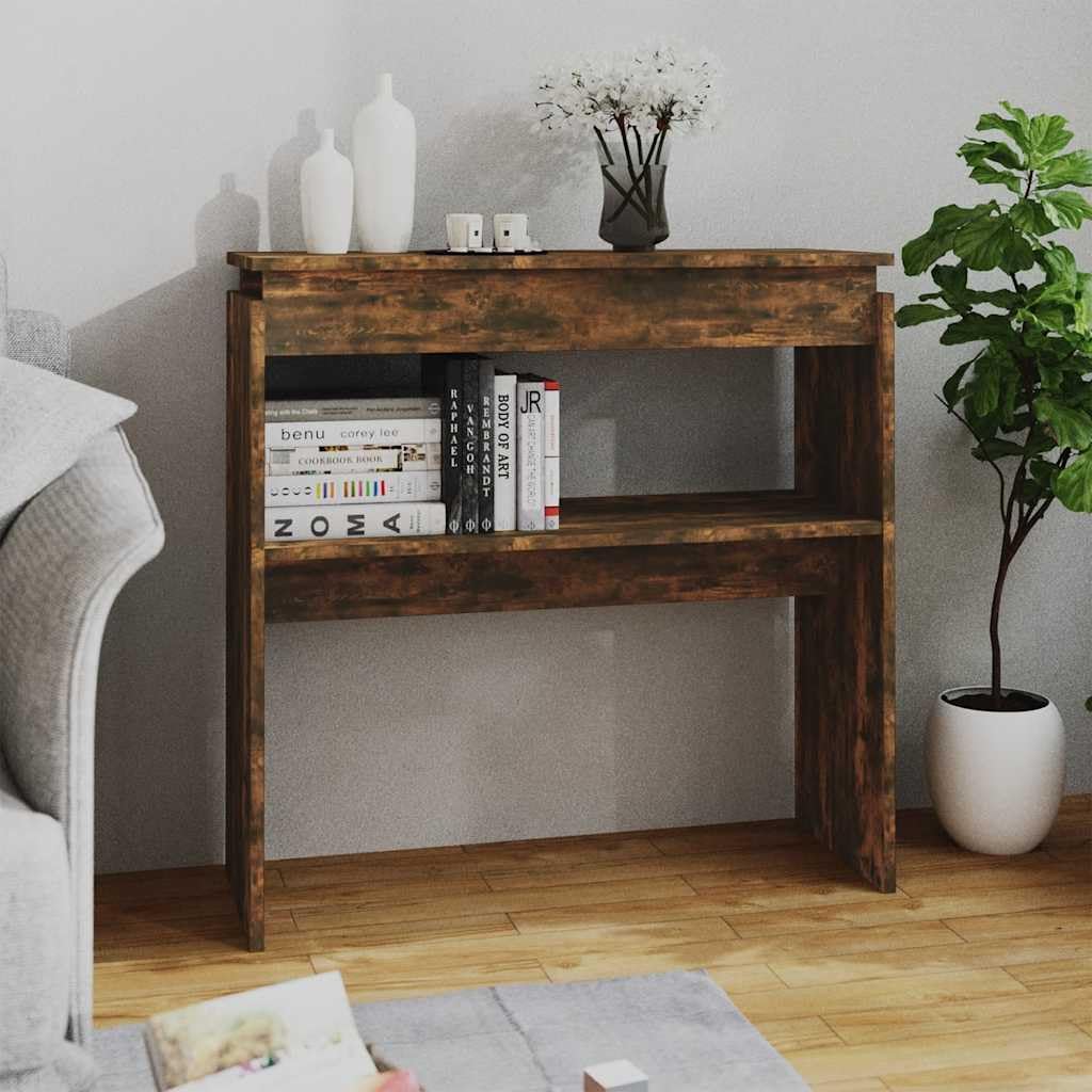 Konsolentisch Räuchereiche 80x30x80 cm Holzwerkstoff Beistelltisch für Flur Wohnzimmer Büro, als Ablage für Schlüssel Pflanzen Duftkerzen