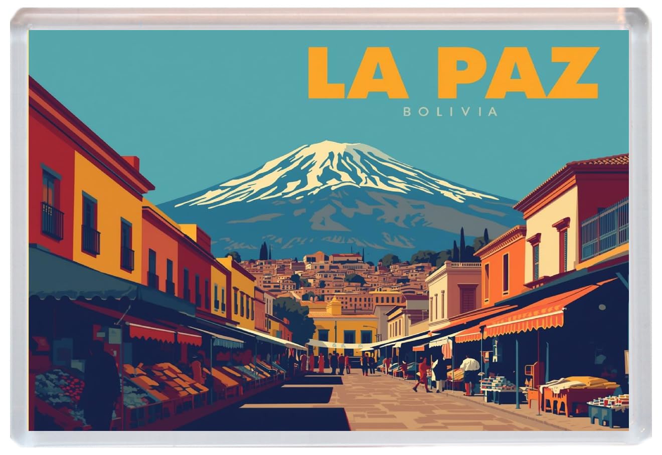 Baked Bean Store Multicolor La Paz - Bolivia - Jumbo Artistic Fridge Magnet 96 X 67Mm Bbsfhm3339