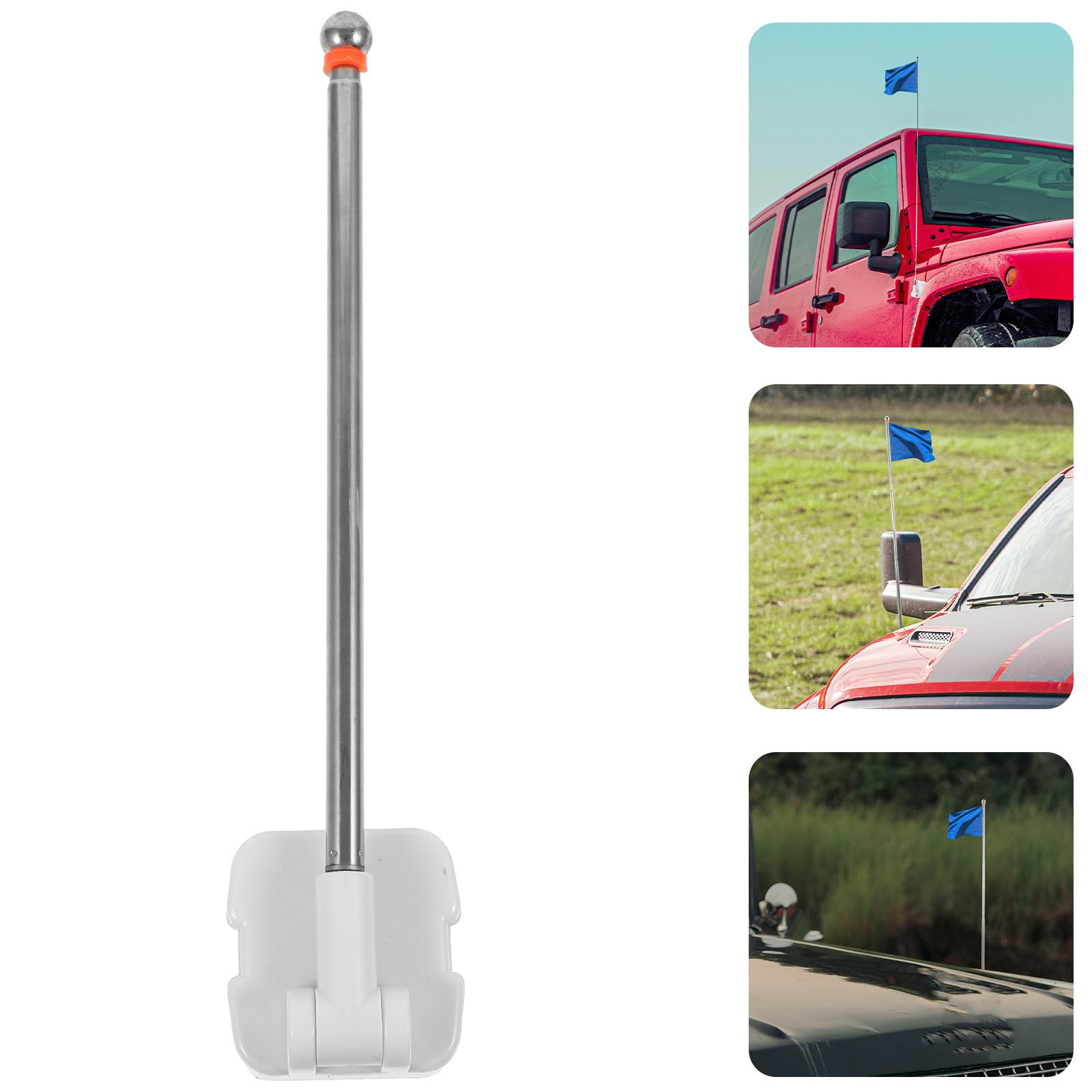 DOITOOL Supporto Magnetico Facile da Installare Bianco in Acciaio Inossidabile senza Lasciare Tracce per Asta Portabandiera Auto per Uso Esterno e Feste