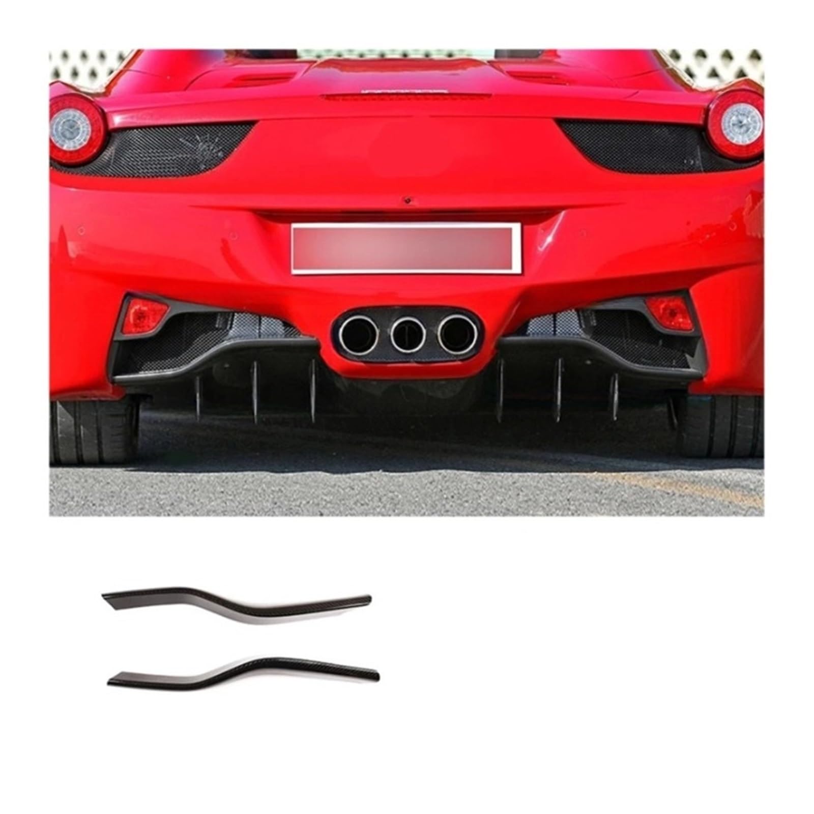 Zderzak tylny samochodu kompatybilny z Ferrari 458 2011 2012 2013 2014 2015 2016 Prawdziwy włókno węglowe Splitter Lip Dyfuzor Spoiler Pokrywa Wykończenie Zewnętrzne Modyfikacja Akcesorium