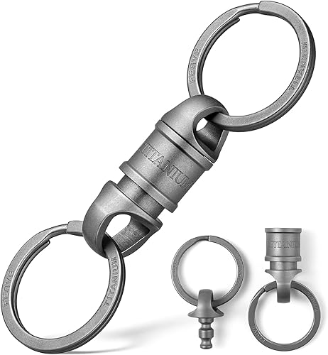 Miniatura 24 de TISUR Llavero giratorio de titanio de liberación rápida, llavero desmontable para llaves de automóvil Llavero desmontable púrpura,1 llavero