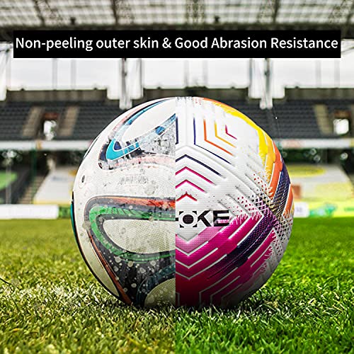 Shoke Soccer Balls Size 5 New Future Technology Sense Lines Design Training Football Official Non-Slip Bumpy Texture Game Ball Soccer Ball With Rosy Strips(Deflated No Pump) #TOP3