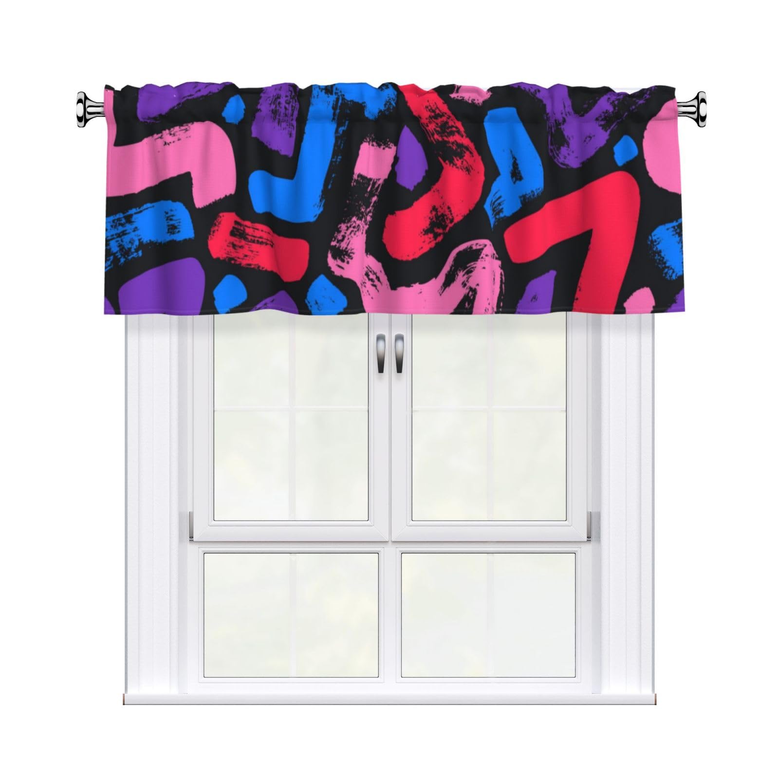 Noble Ren Neon Abstract Graffiti Short Curtain Valance 54x18in For Kitchen Bathroom Cafe Living Room Decoration