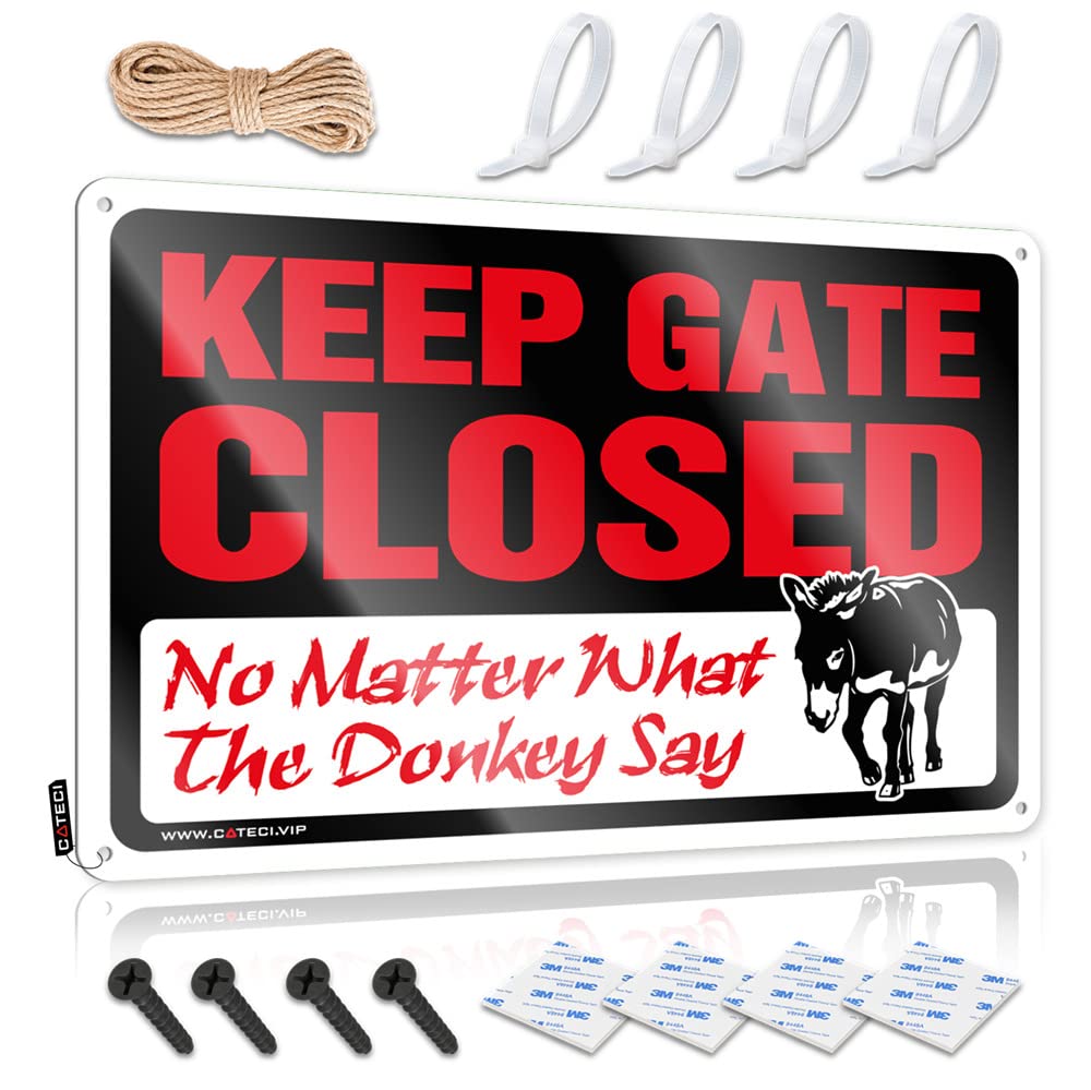 IBWNBBUSN Bar Mirrors For Man Cave Keep Gate Closed No Matter What The Donkey Say Sign Funny Street Signs Man Cave Accessories And Decor(30X40CM)