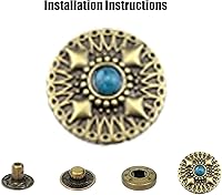 Vista 4 de Juego de 10 botones a presión de cuero de 0.67 pulgadas (0.669 in), cierre de presión de bronce para broches de cuero y kit de cierres, broches