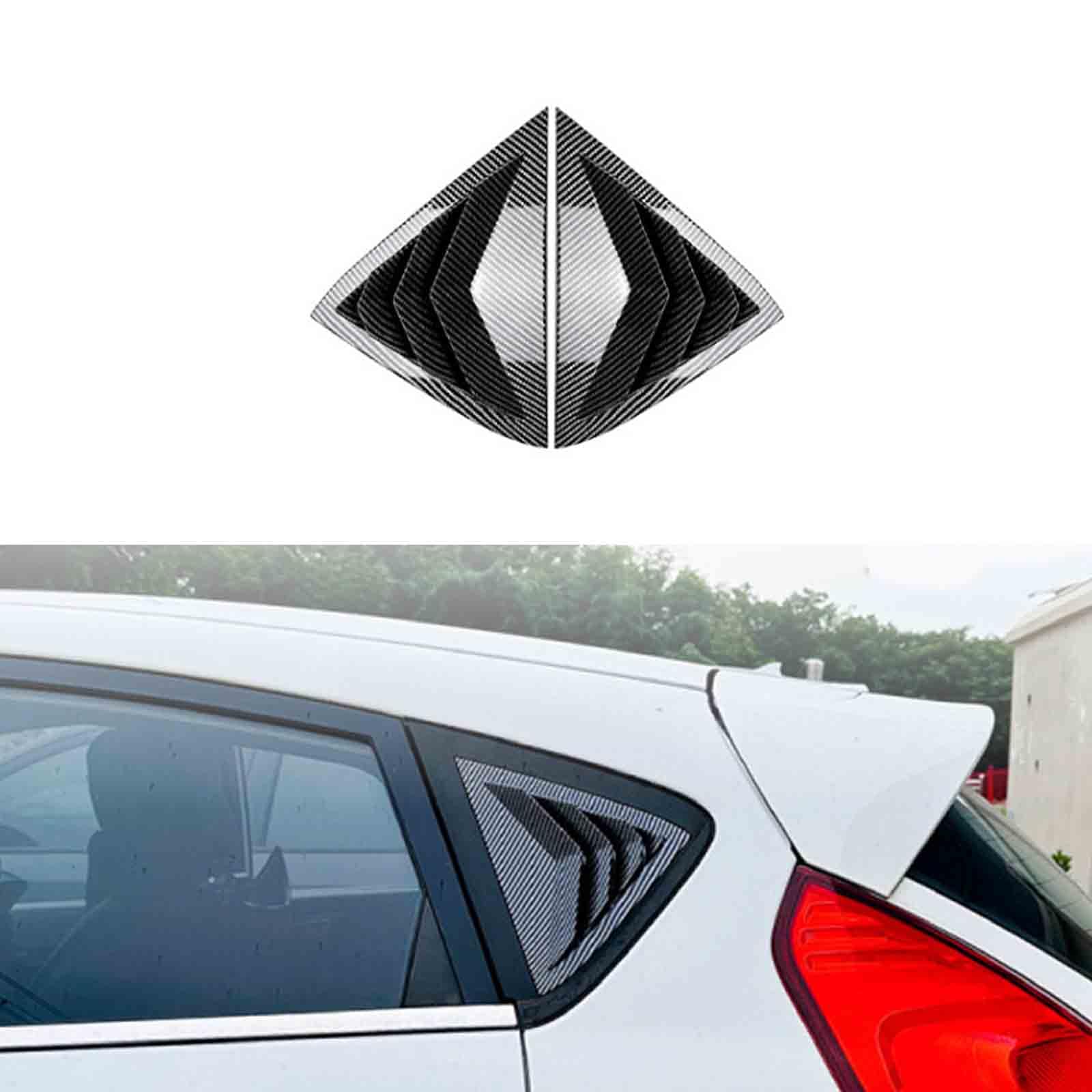 YPFYBHD Rear Window Louver Shutter, Compatible with Ford Fiesta MK7 7.5 2008-2017, 2Pcs Triangle Blinds, Side Vent Panel Decoration Cover, Carbon Fiber Look