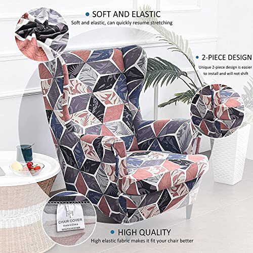 Fundas sillón orejero lavables de dos piezas con protector de reposapiés 4