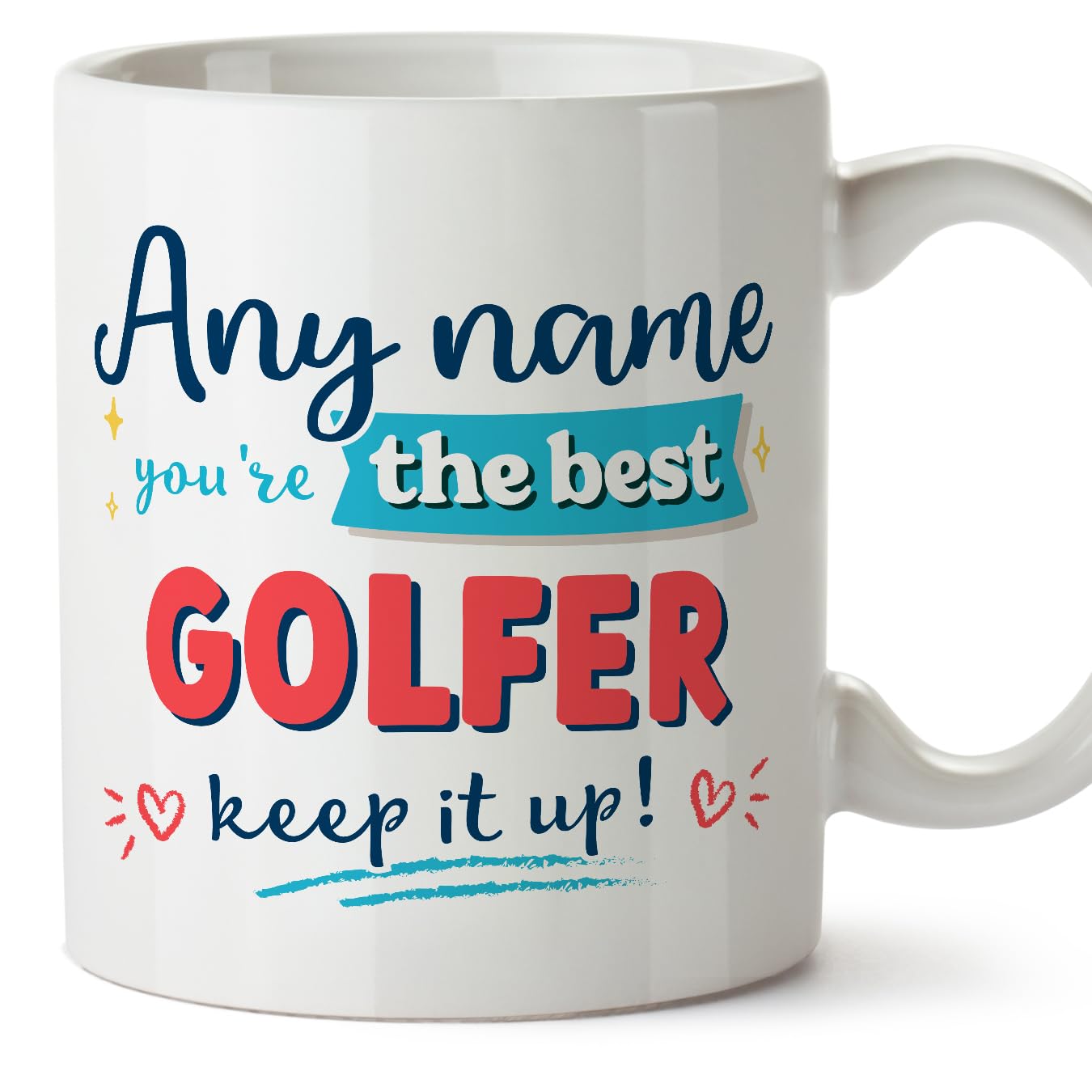 MUGFFINS Personalised Mug for Golfer man - in English - Keep it up! - Funny Custom Gift for Colleagues - Ceramic 11oz Mug — image 1