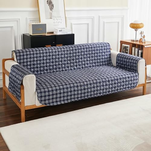 JinweiS カウチカバー プリント ソファクッション リクライニングチェアカバー リビングルームソファ用 簡単フィット 洗える家具(ブルー、20.98×74.4インチ)
