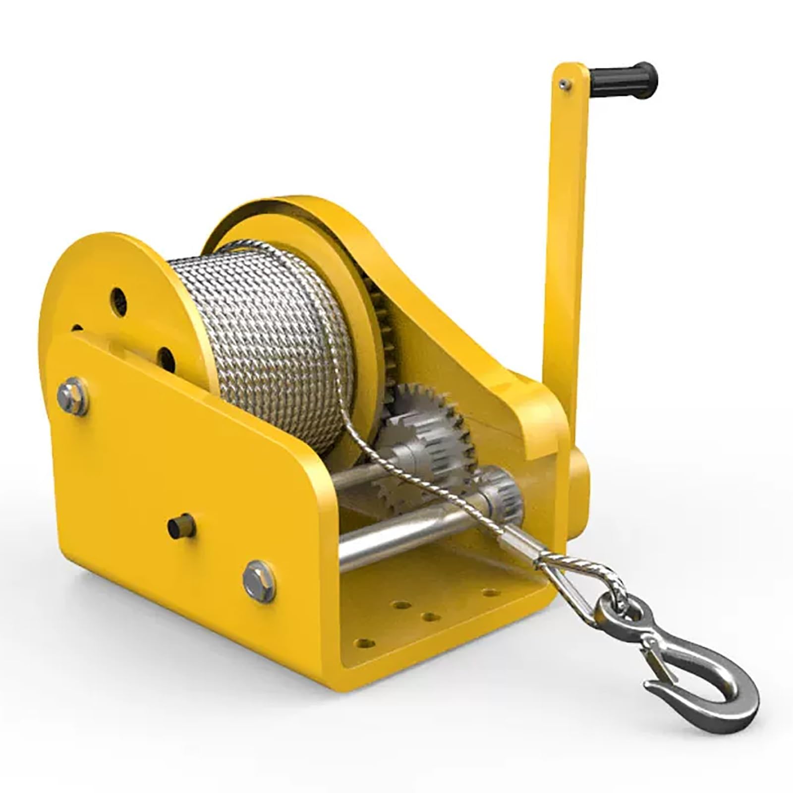 Cabrestante Manual de Doble Sentido con Autobloqueo, Cabrestante Manual con Manivela, con Cable de Acero y Gancho, para Embarcaciones, Camiones, Remolques(2600LB+5m/16.4ft)