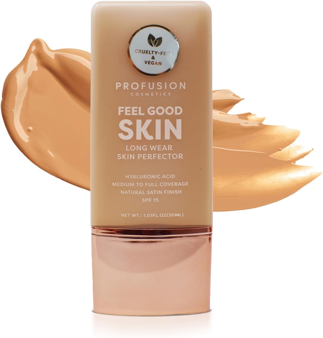 Profusion Cosmetics Lightweight Liquid Foundation for a Flawless and Elegant Radiance, Breathable Makeup that Improves Uneven Skin Tone, Vegan & Cruelty-Free - Tan 1