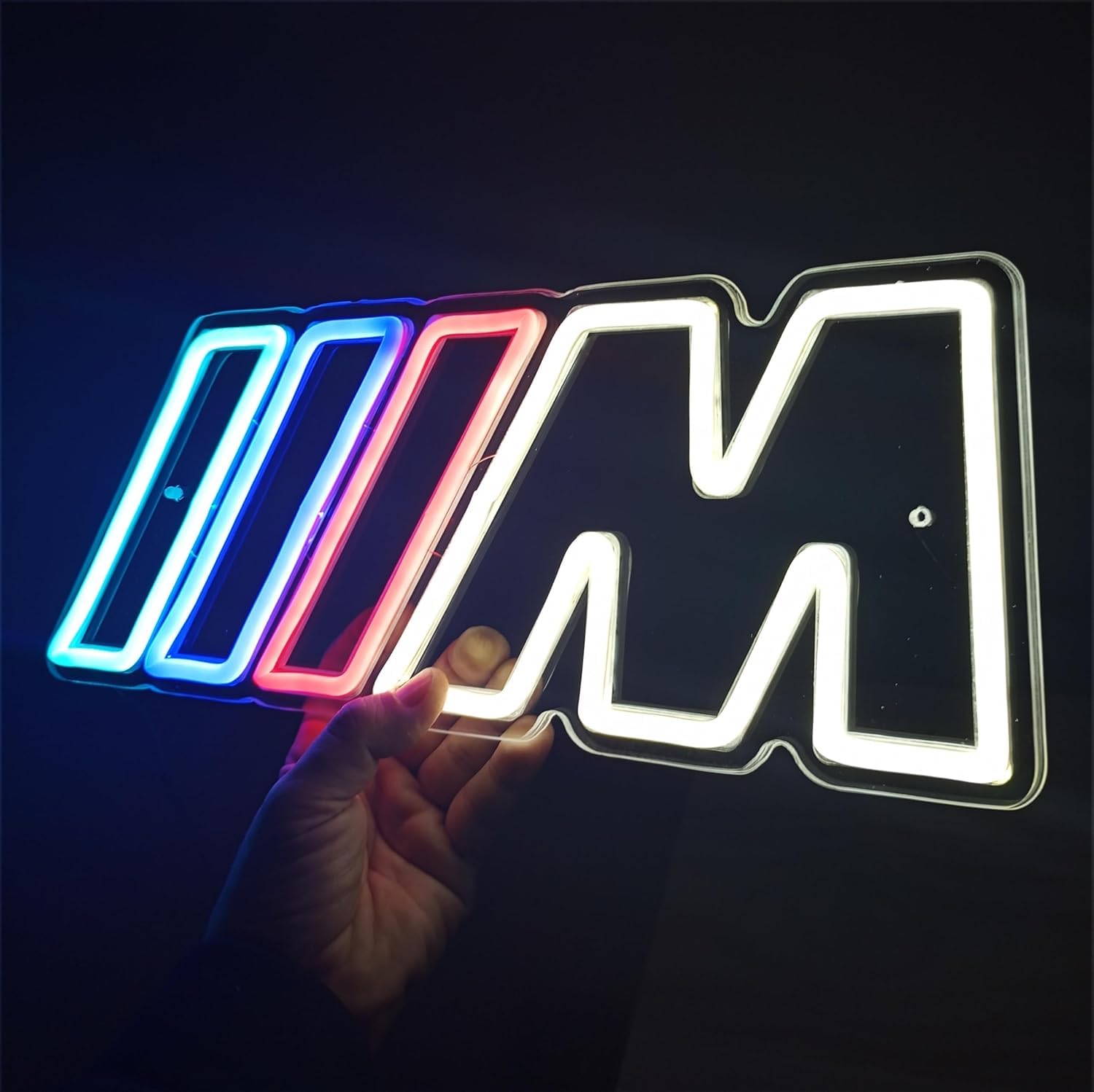 Letrero acabado m coches led con 3 lineas color en la izquierda - Neon led luminoso bajo consumo coche para colgar en la pared - Cartel vehículos deportivos