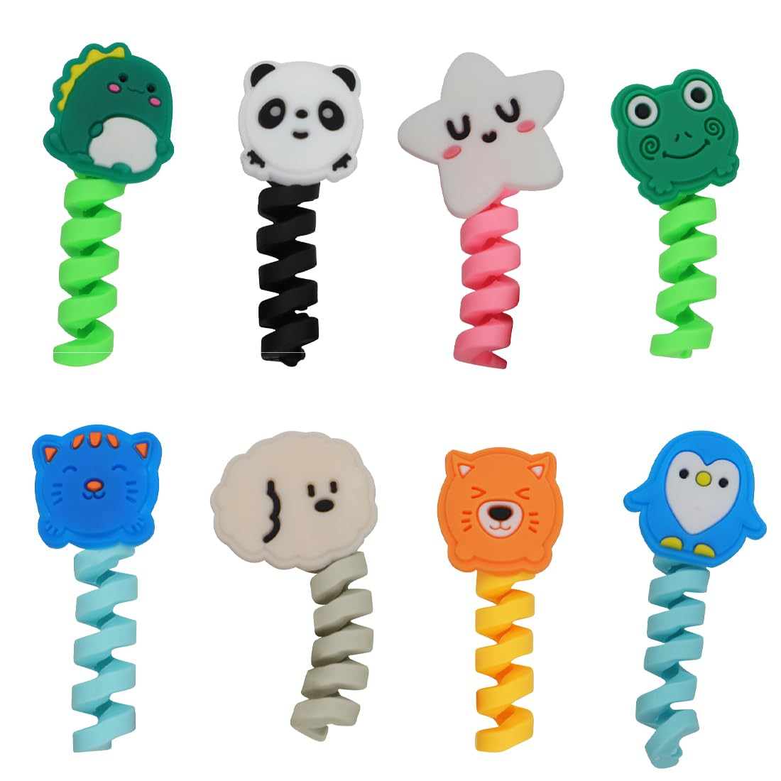 Set di 8 Proteggi Cavo Cellulare,Immagine di Animali, Protezione per Cavo di Ricarica USB, Compatibile con iPhone/Android