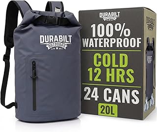 20L Waterproof Cooler Roll Top Backpack Sack, Heavy-Duty Soft Insulated Bag Doubles as Dry Bag, Holds 24 Cans...14+ with ice, Ideal for Boating, Fishing, Kayaking, Hiking, Beach, Camping