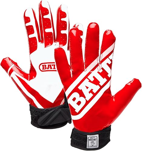 Battle Ultra-Stick Football Gloves Ultra-Tack Sticky Palm Receivers Gloves Pro-Style Receiver Gloves for Youth