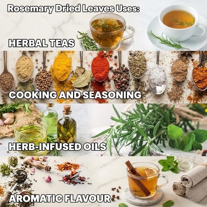 Rosemary Leaves For Hair Growth, Natural, Pure & Aromatic Herb For Cooking, Tea & Skincare,RoseMarry Herb - 100gm.