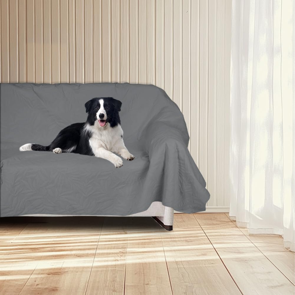 DUJUIKE Copridivano impermeabile, Copridivano antigraffio, Copridivano impermeabile 3 posti per gatti, Copridivano protezione cani e gatti, Copridivano protezione mobili (Grigio Chiaro, 180 x 230 cm)