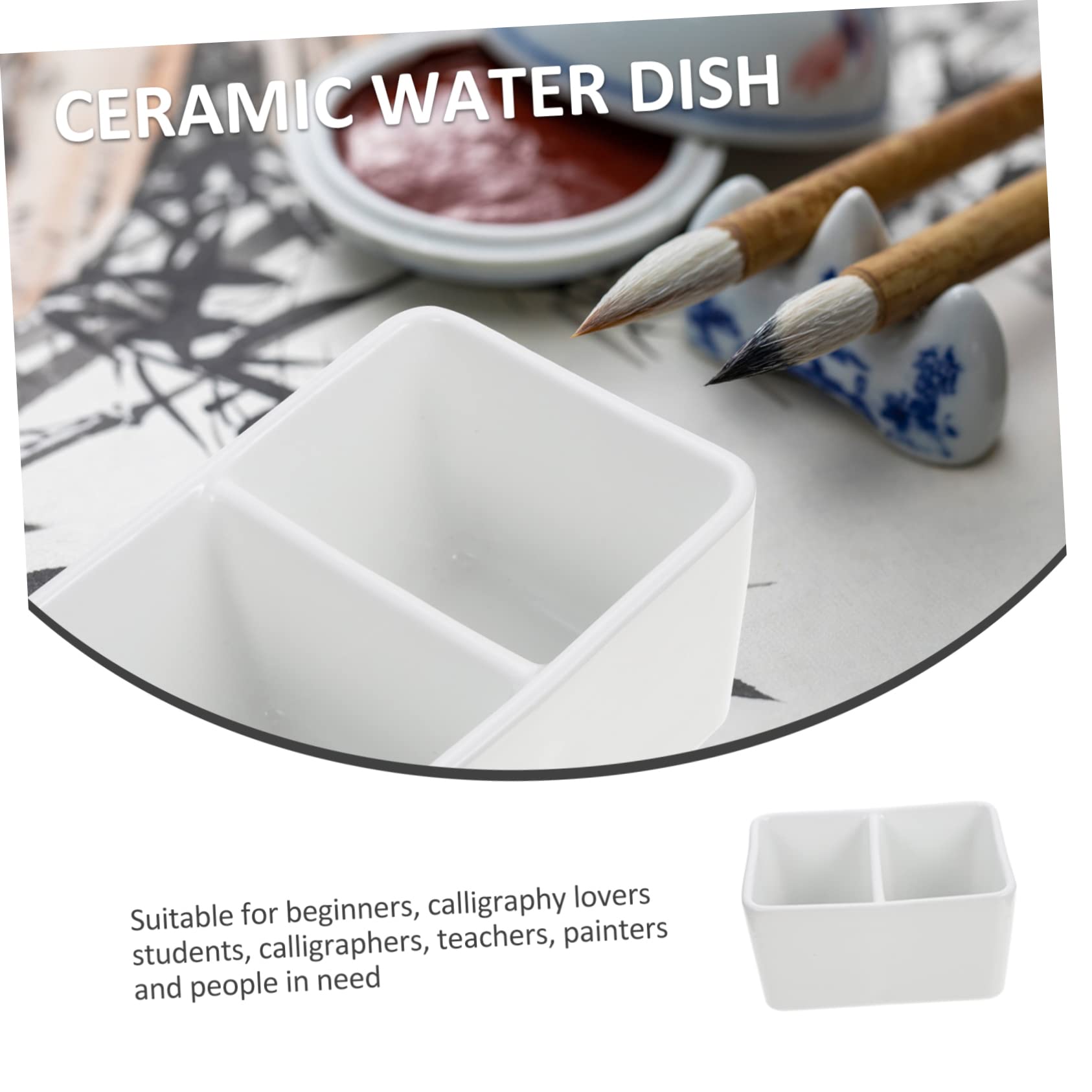 KONTONTY Large Capacity Ceramic Ink Dish for Calligraphy and Painting Durable Brush Washer for Easy Rinsing and Storage for Beginners Students and Artists - Image 4