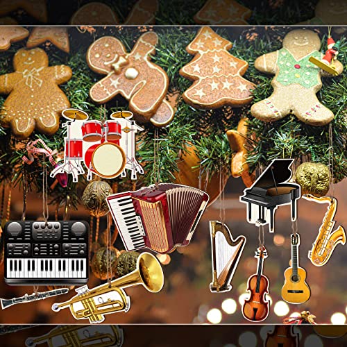 30 Pieces Christmas Musical Instruments Ornament Hanging Wood Piano Decorations Guitar Drum Clarinet Xmas Hanging Ornament Wooden Music Ornament For Xmas Tree Home Decor #TOP6
