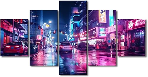Miniatura 115 de Lienzo decorativo moderno para pared, pintura artística Cyberpunk, impresión de 5 paneles, decoración de lienzo para sala de estar para dormitorio