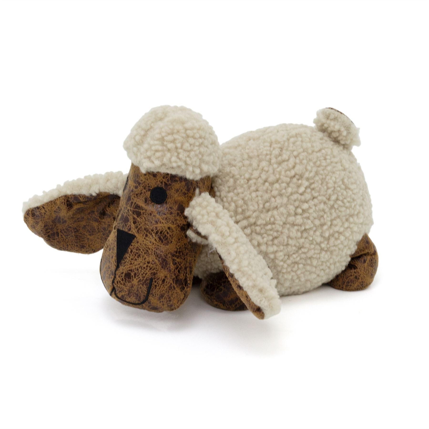 Carousel Home White Daisy Sheep Doorstop | Faux Leather Woolly Sheep Door Stop | Decorative Animal Door Stopper 1.5Kg - 21Cm