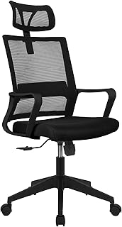 Ergonomic Office Chair - High Back Mesh Desk Chair with Lumbar Support - Adjustable Computer Chair for Home Office - Gaming Chair with Headrest for Adults (Black)